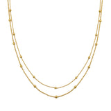 Waterproof Gold Double Beaded Chain Necklace Brenda Grands Jewelry