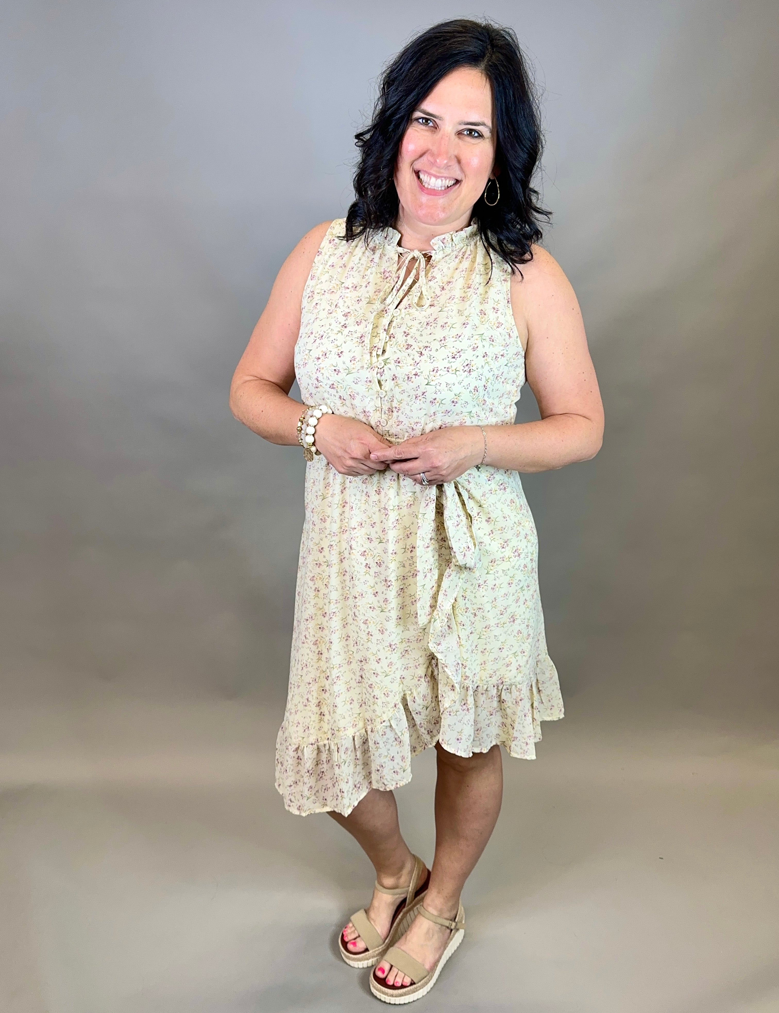 Floral Sleeveless Ruffle Hem Dress Dresses DOE & RAE