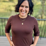 Espresso Crew Neck Knit Top