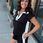 Black Zip Detail Lounge Set Bottoms - Shorts JODIFL