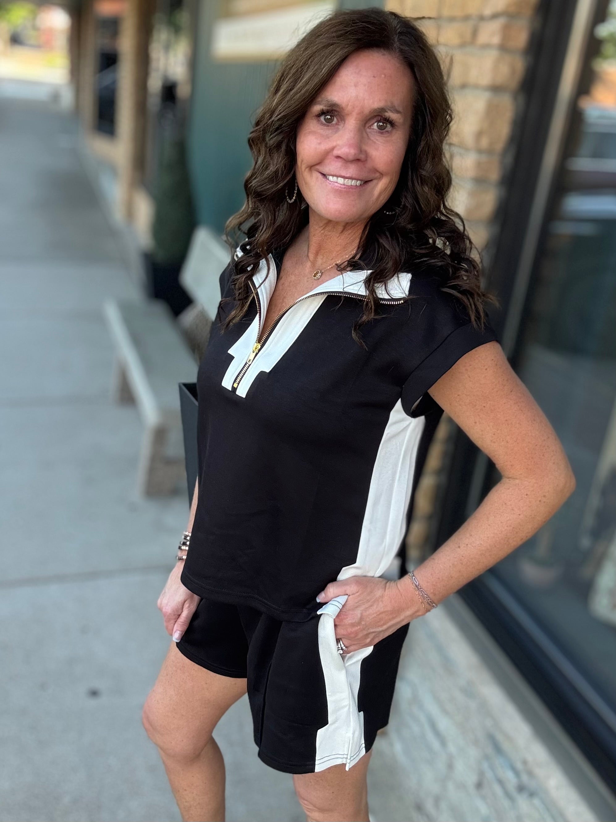 Black Zip Detail Lounge Set Bottoms - Shorts JODIFL