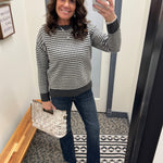 Charcoal Mixed Pattern Sweater Top - Sweater STACCATO