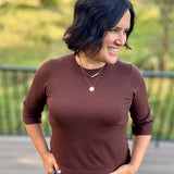 Espresso Crew Neck Knit Top