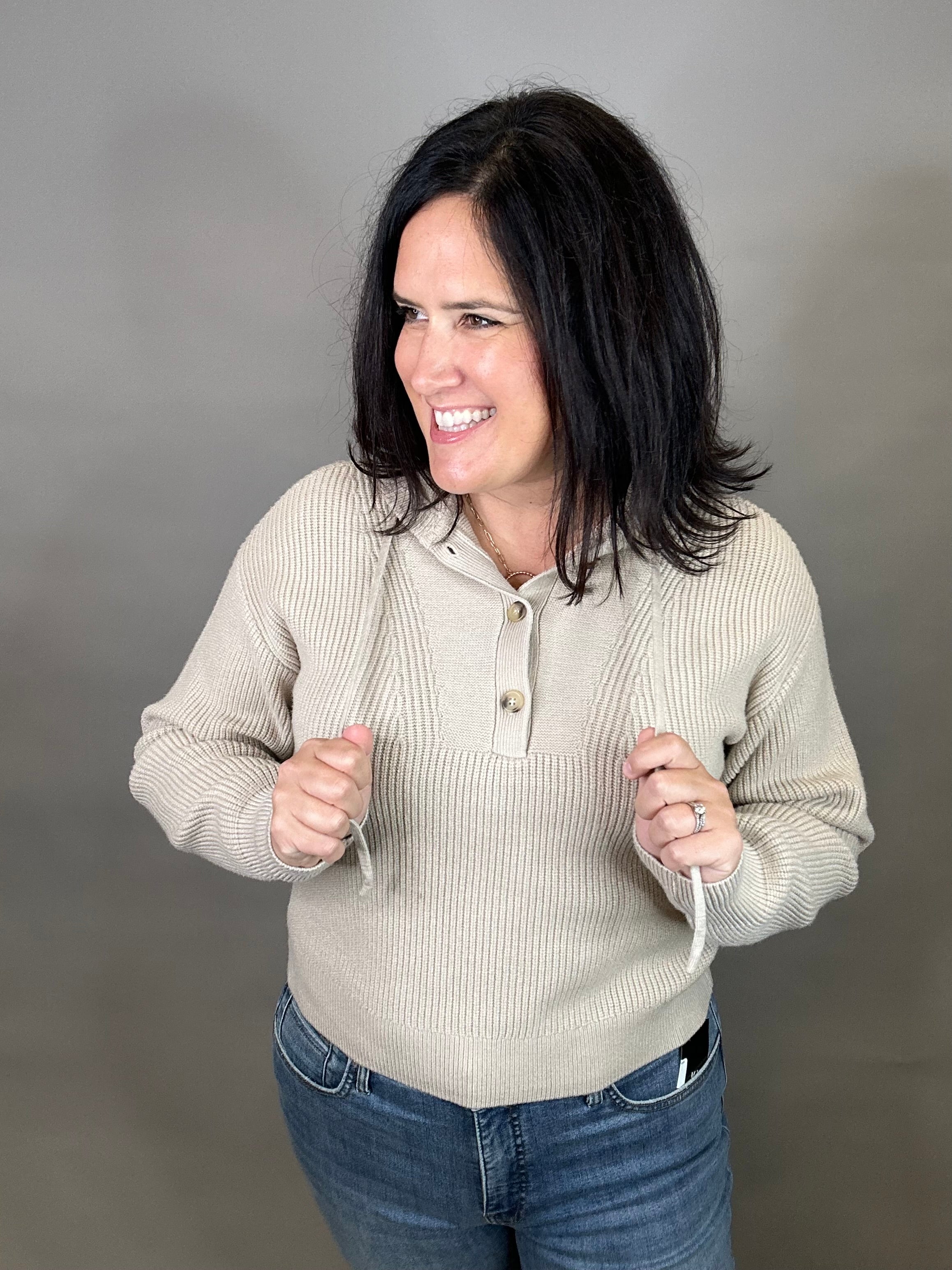 Oxford Tan Dolly Sweater Hoodie Top - Sweater THREAD & SUPPLY