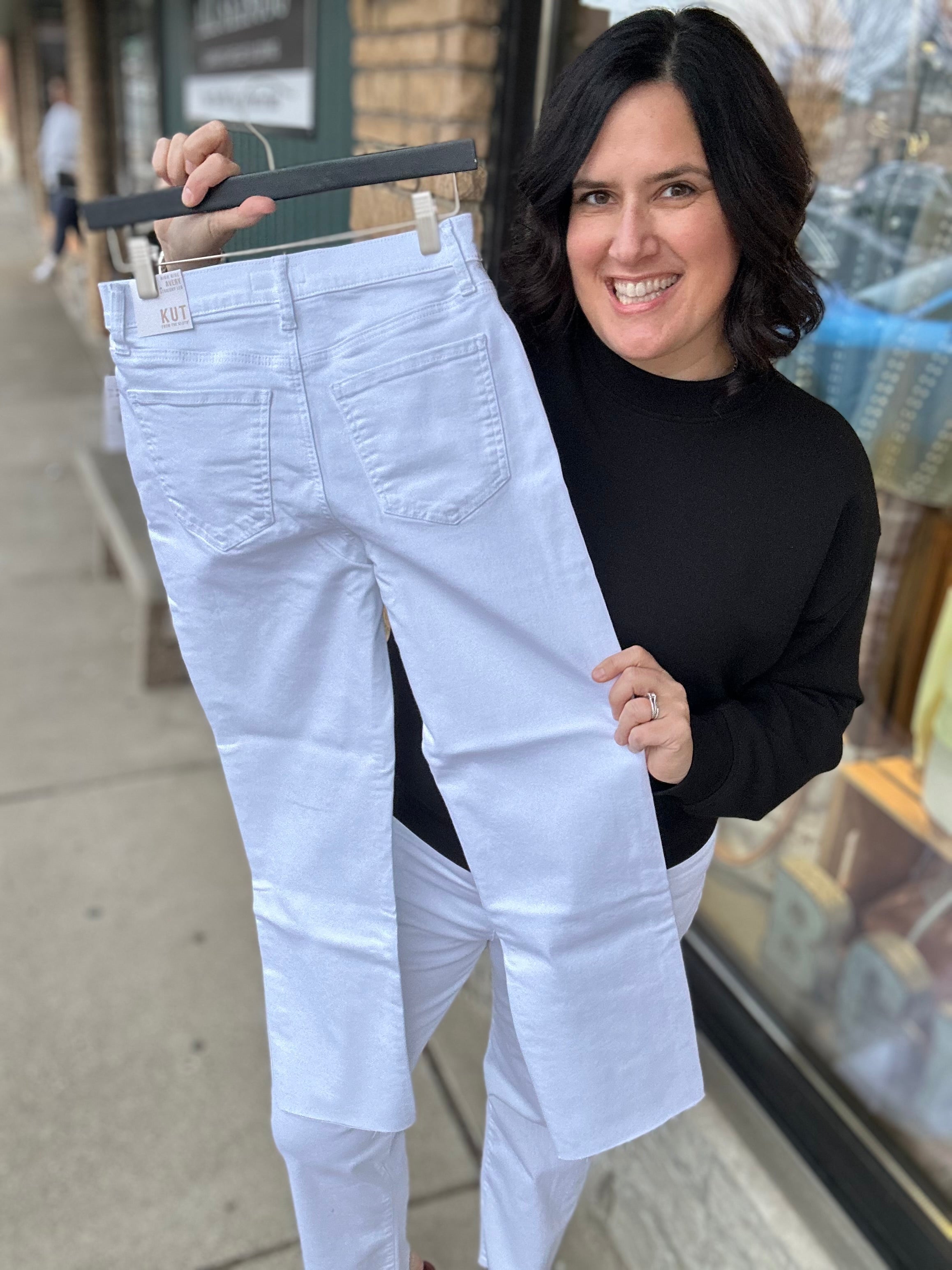 Optic White Avery Straight Jean Bottoms - Pants KUT FROM THE KLOTH