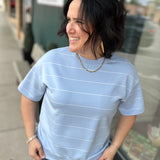 Frost Striped Crew Neck Top Top - Tee RAE MODE