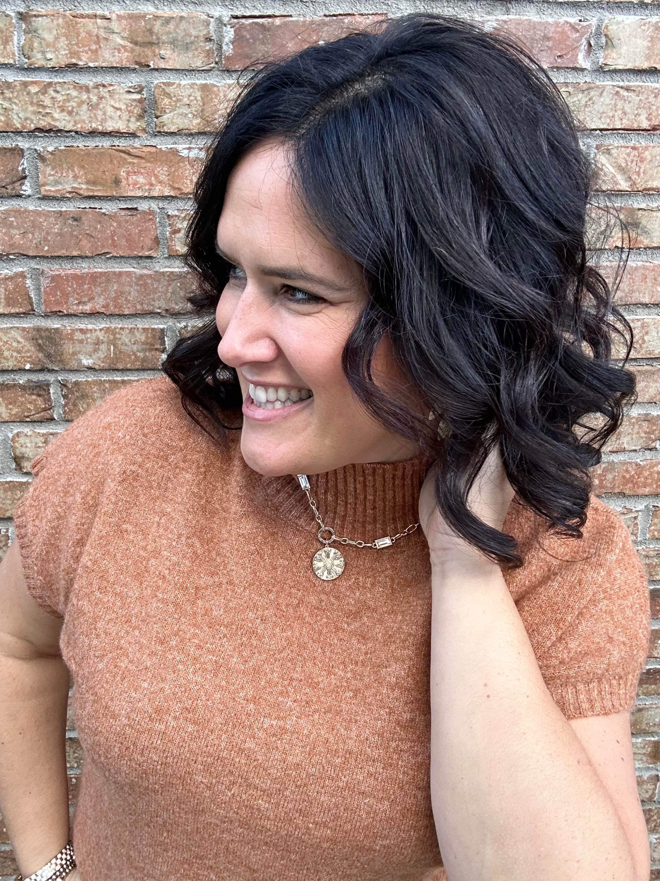 Camel Mock Neck Sweater Vest Top - Sweater STACCATO