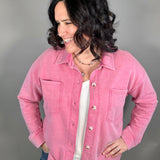 Watermelon Distressed Wash Shacket