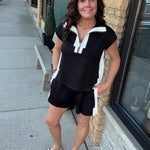 Black Zip Detail Lounge Set Bottoms - Shorts JODIFL