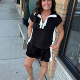 Black Zip Detail Lounge Set Bottoms - Shorts JODIFL