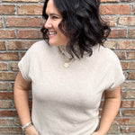 Oatmeal Mock Neck Sweater Vest Top - Sweater STACCATO