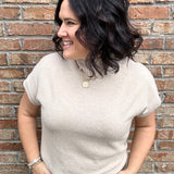 Oatmeal Mock Neck Sweater Vest Top - Sweater STACCATO