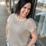 Natural Sun-Soaked Open-Knit Fishnet Sweater Top - Sweater IN FEBRUARY
