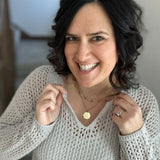 Grey Split Neck Open Knit Sweater