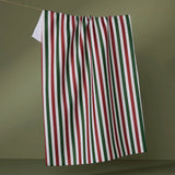 Ribbon Green Red Tea Towel Geometry