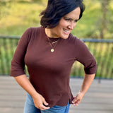 Espresso Crew Neck Knit Top