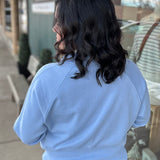 Lt. Blue Quarter Zip Sweatshirt Top - Sweatshirt PANACHE