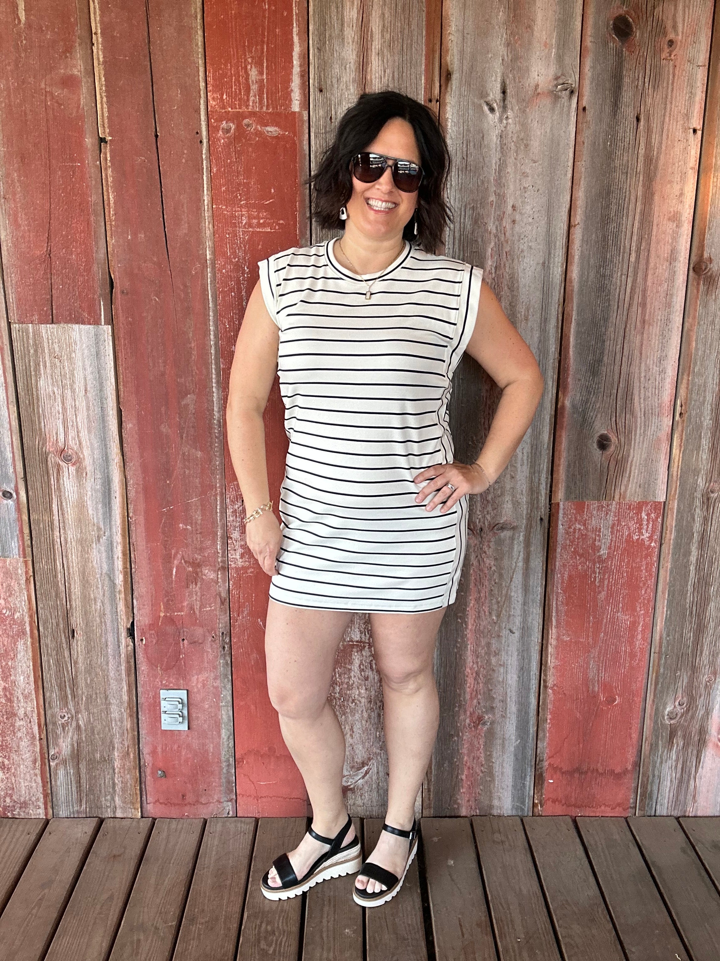 Ivory Black Stripe Avelin Dress Dresses THREAD & SUPPLY