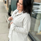 Grey Washed Soft Button Up Outerwear- Jackets PANACHE