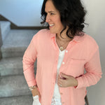 Peach Sorbet Celia Top Tops - Button Ups DEAR SCARLETT
