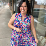 Royal Blue Floral Liz Tiered Dress