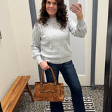 Heather Grey Vertical Stripe Textured Sweater