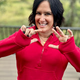 Red Quarter Zip Hoodie Top Top - Sweatshirt RAE MODE