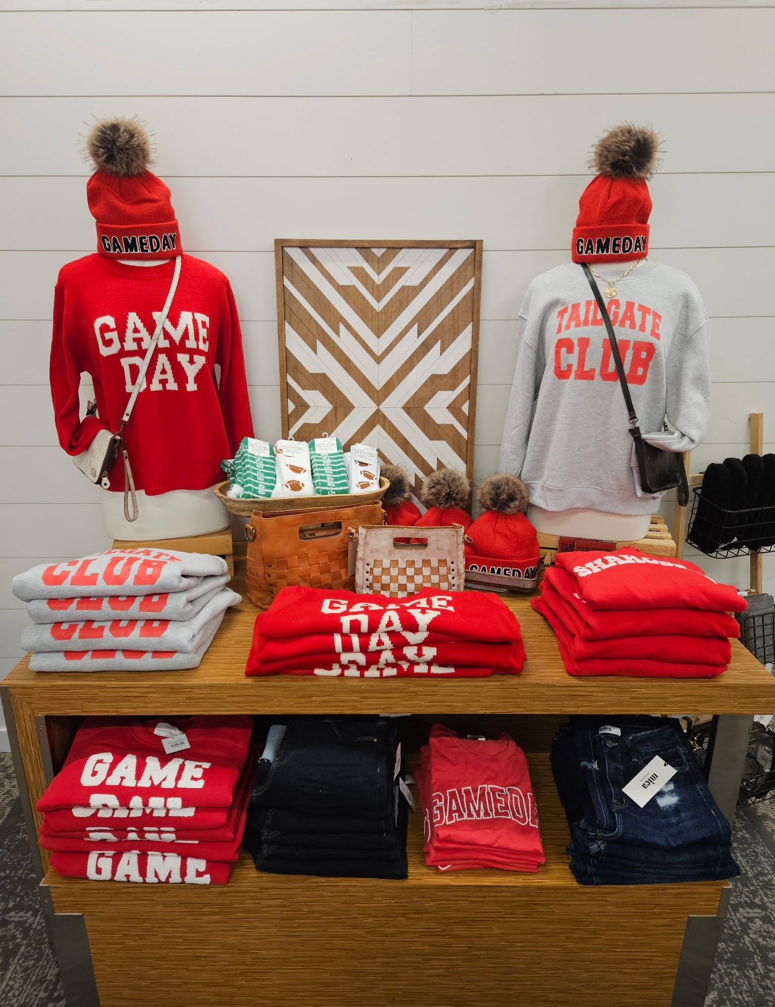 Game Day Pom Hat- Red/Black Accessories - Hat PANACHE