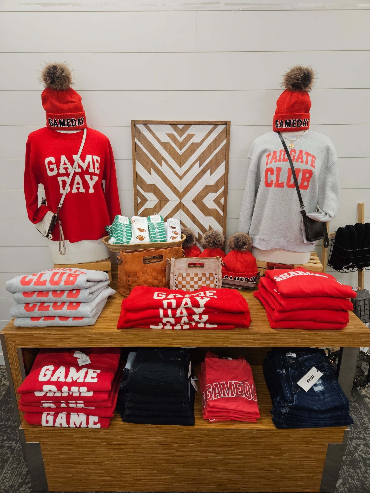 Game Day Pom Hat- Red/Black Accessories - Hat PANACHE