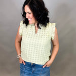 Sage Eyelet Ruffle Cap Sleeve Top Tops- Blouses DOE & RAE