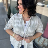 Vienna Linen Sage Stripe Top