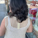 Sand Chunky Open Stitch Sweater Vest Top - Sweater DOE & RAE