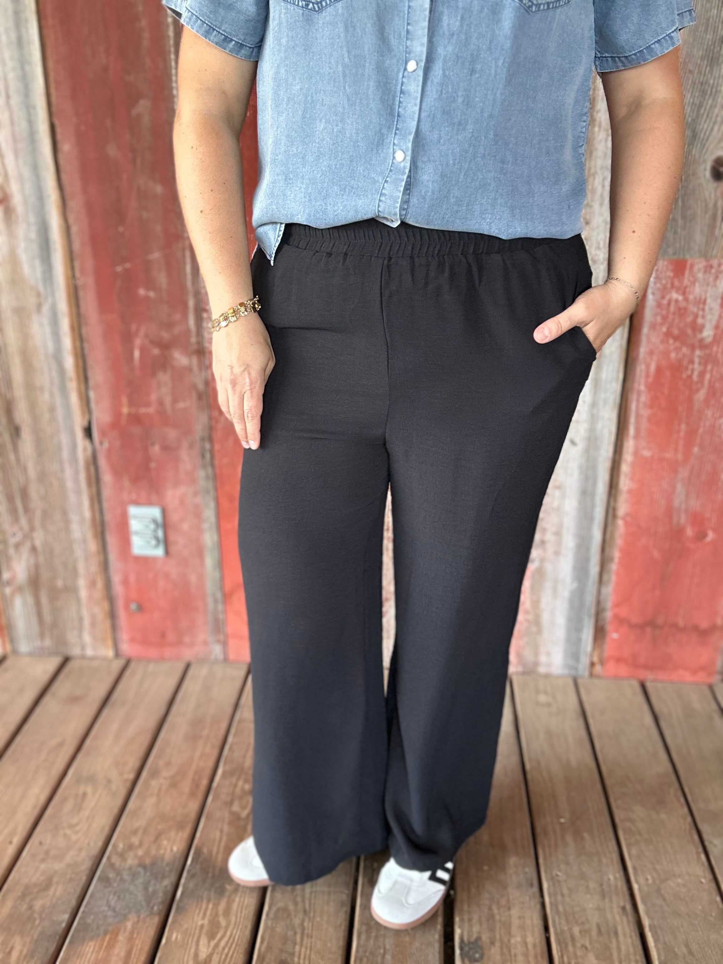 Black Wide Leg Pants Bottoms - Pants STACCATO