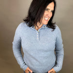 Blue Castleberry Mock Neck Sweater Top - Sweater FLAG AND ANTHEM