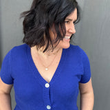 Royal Blue Waffle V Neck Cardigan Tops- Cardigans STACCATO