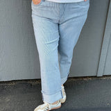 Fay Straight Cuffed Blue/White Denim Bottoms - Pants KUT FROM THE KLOTH