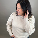 Floral Bubble Sleeve Sweater Top - Sweater HEM & THREAD