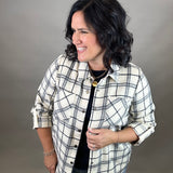 Ivory Plaid Shirt Jacket