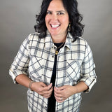 Ivory Plaid Shirt Jacket