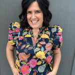 Ruffle Sleeve Floral Top Tops- Blouses THML