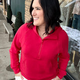 True Red Quarter Zip Hoodie Jacket