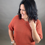 Clay Boxy Short Sleeve Sweater Top - Sweater EE:SOME