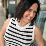 Iris Black & White Stripe Sweater Tank Top - Sweater FLAG AND ANTHEM