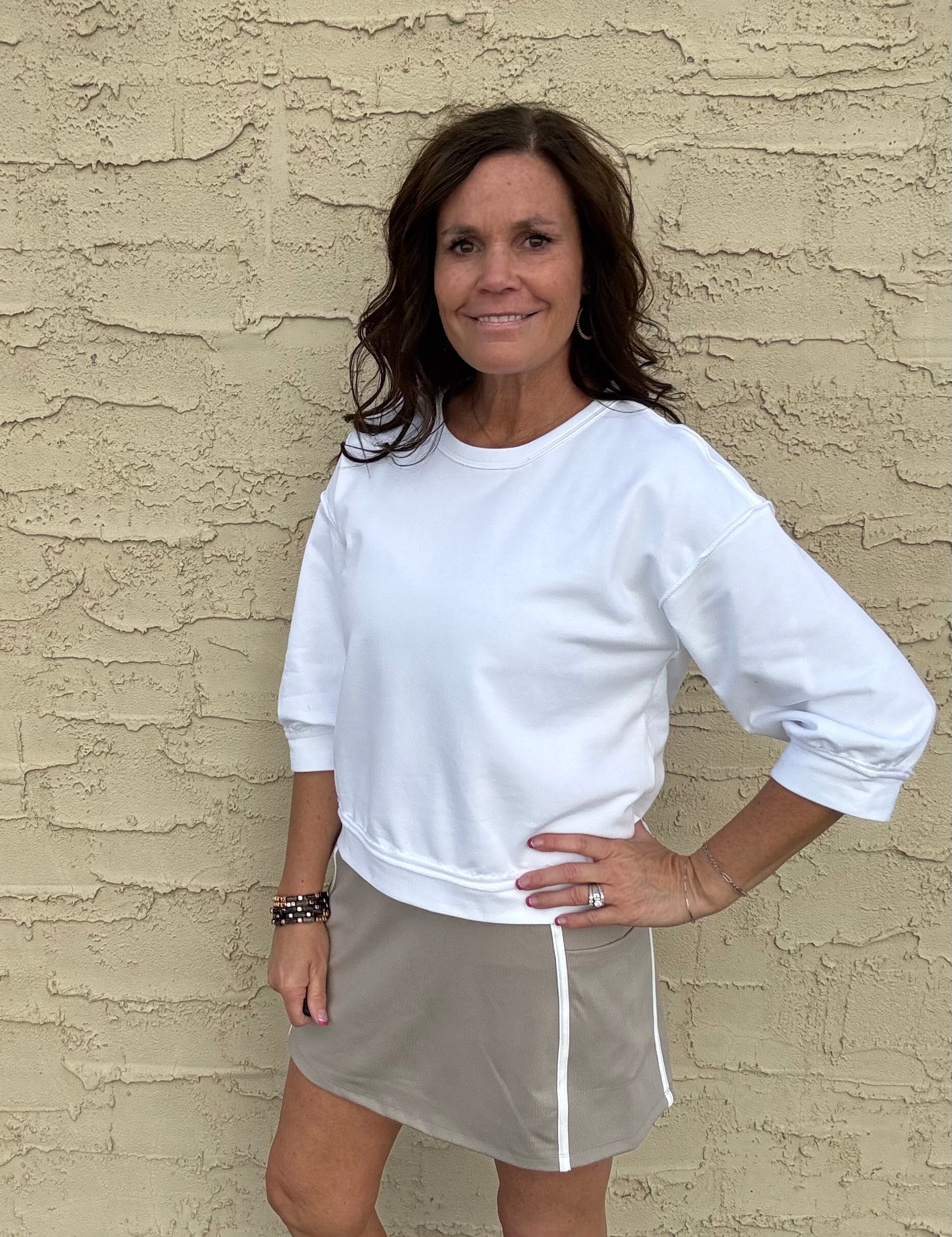 White Reverse Seam Top Top- Sweatshirt JODIFL