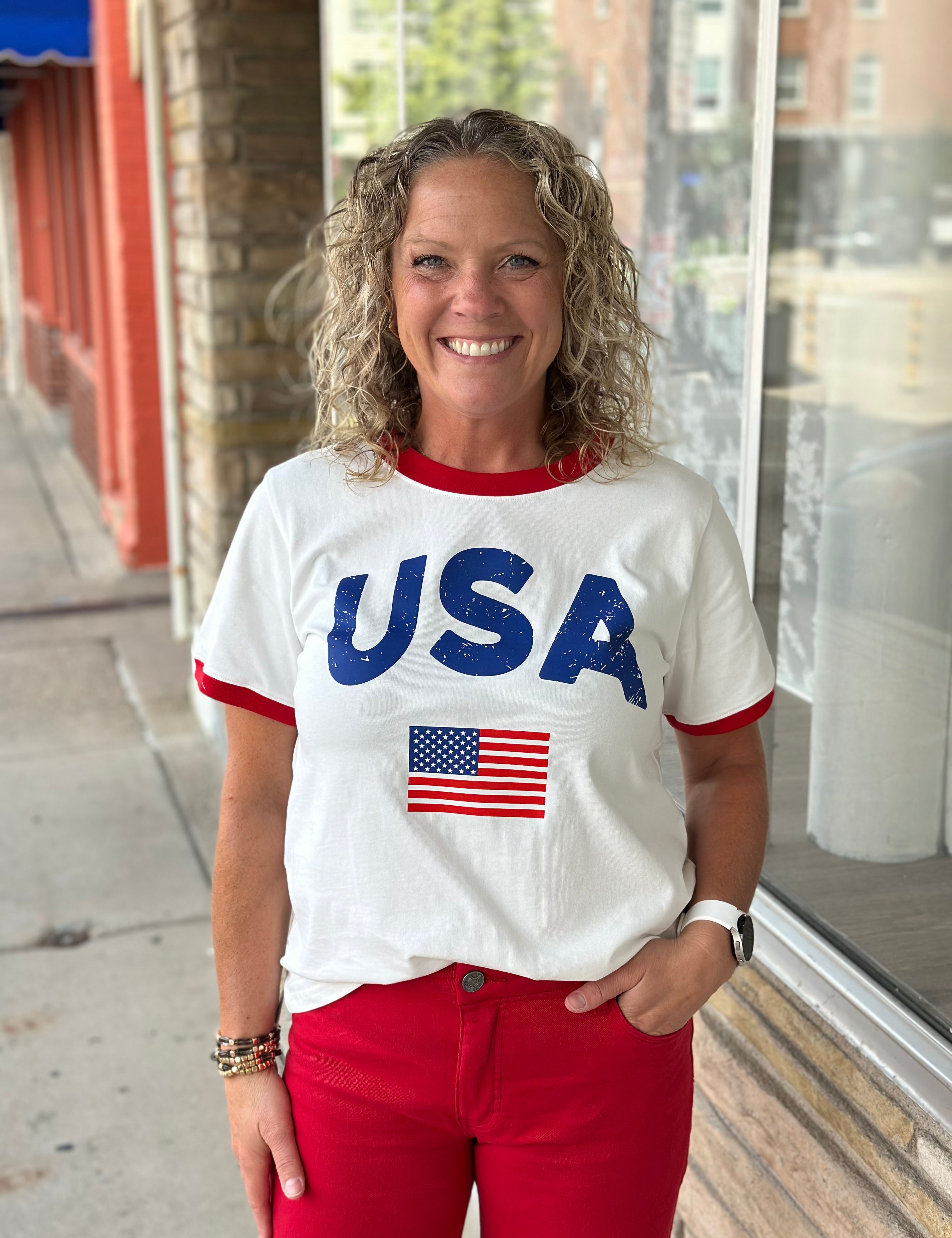 USA Flag Tee Tops- Tees JODIFL