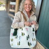 Ski Scene Woven Tote Bags- Totes PANACHE