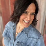 Dark Denim Short Sleeve Tencel Denim Shirt Tops - Button Ups DOE & RAE