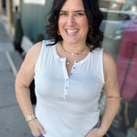 White Denning Henley Tank Tops- Tanks FLAG AND ANTHEM