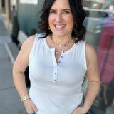 White Denning Henley Tank Tops- Tanks FLAG AND ANTHEM