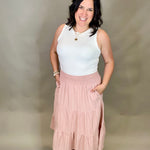 Mauve Lavina Midi Skirt Bottom- Skirt FLAG AND ANTHEM